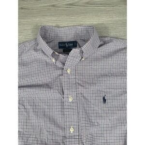 Polo Ralph Lauren Shirt Mens 16 34/35 Yarmouth Blue Purple Plaid Long Sleeve